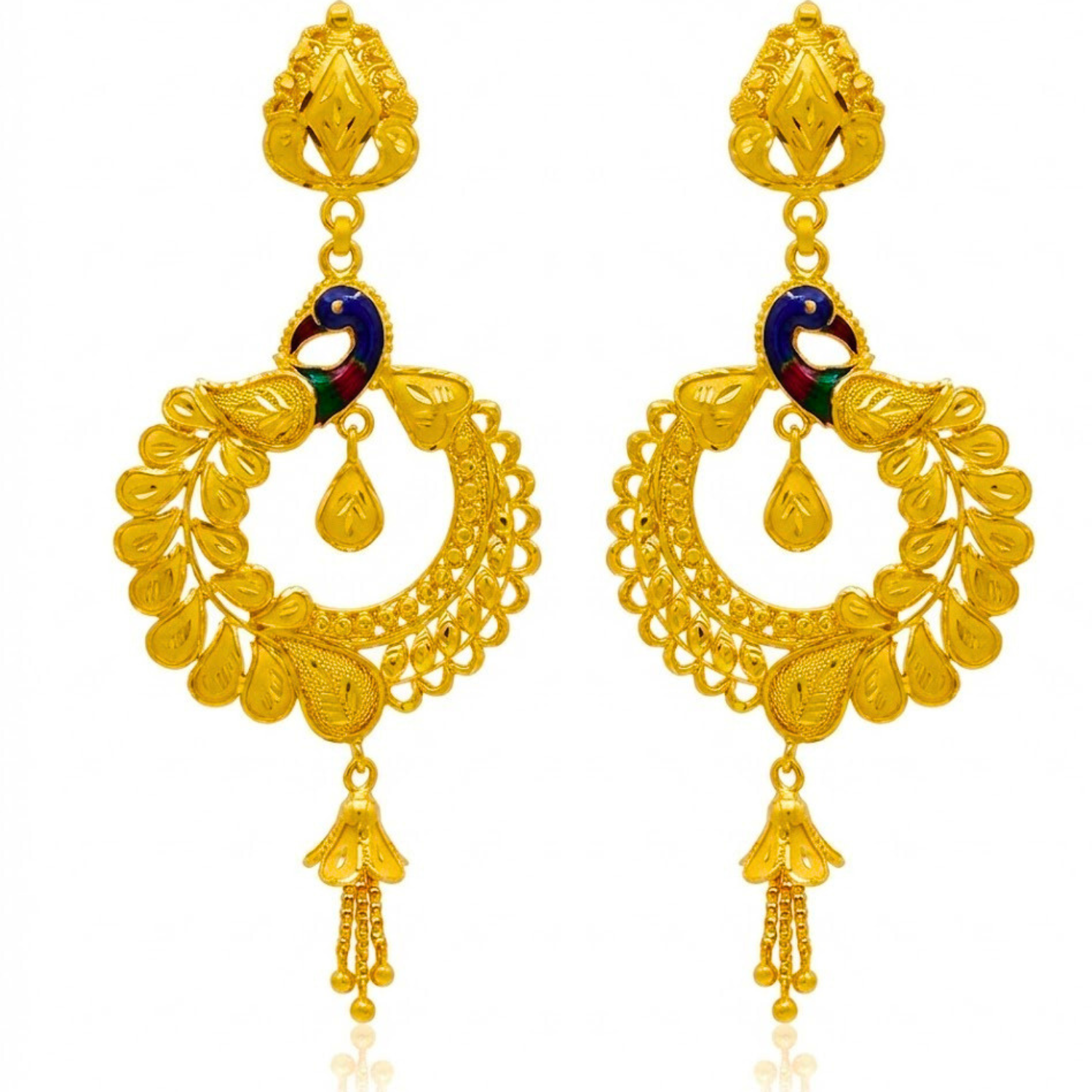 Art Deco Gold Chandbali Earrings