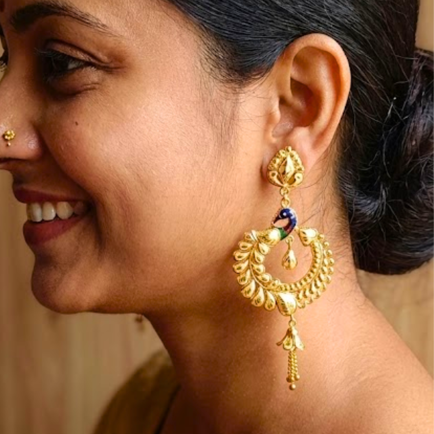 Art Deco Gold Chandbali Earrings