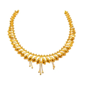 22KT Yellow Gold Leaf Pattern Traditional Necklace