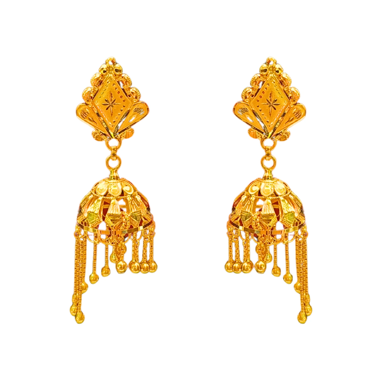 22KT Yellow Gold Traditional Jhumka Earrings