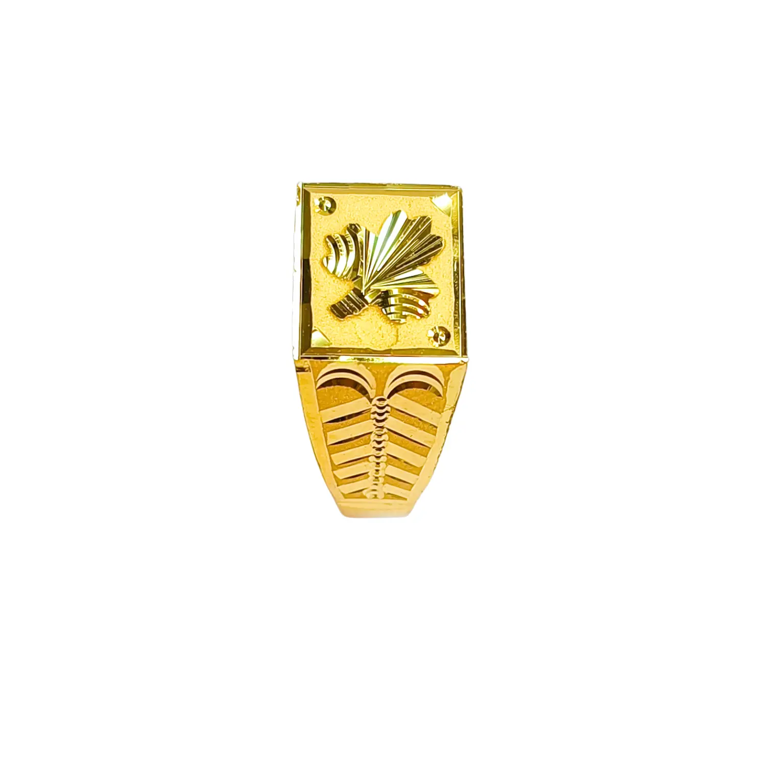 22KT Yellow Gold Geometric Engraved Men’s Ring