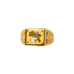 22KT Yellow Gold Geometric Engraved Men’s Ring